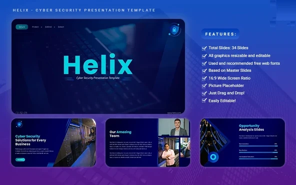Helix - Cyber Security PowerPoint Teması - 1
