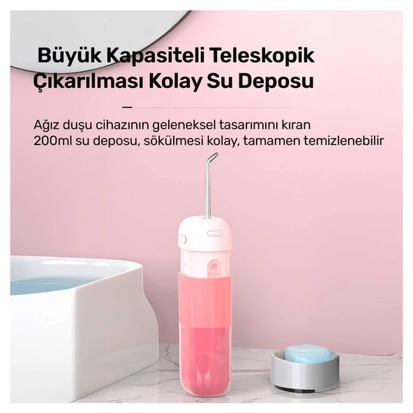 NPO Nicefeel FC5170 Mini Taşınabilir,Şarjlı, Diş Teli/Protez Bakım ve Profesyonel Ağız Duşu-Pembe - 6