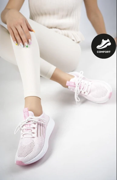 Muggo Ultraboost Unisex Ortopedik Günlük Garantili Yürüyüş Koşu Sneaker Spor Ayakkabı  PUDRA 37