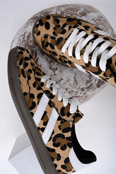 Muggo LEOPARD Garantili Kadın Ortopedik Günlük Bağcıklı Yürüyüş Leopar Desenli Sneaker Spor Ayakkabı  BEYAZ 36 - 6