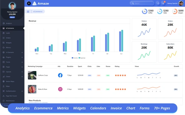 Amaze - Multipurpose Bootstrap Admin Teması - 1