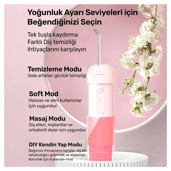 NPO Nicefeel FC5170 Mini Taşınabilir,Şarjlı, Diş Teli/Protez Bakım ve Profesyonel Ağız Duşu-Pembe - 5