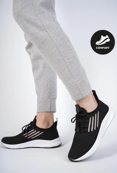 Muggo Ultraboost Unisex Ortopedik Günlük Garantili Yürüyüş Koşu Sneaker Spor Ayakkabı  SİYAH 41