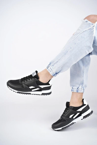 Muggo Elvis Unisex Ortopedik Günlük Garantili Yürüyüş Koşu Sneaker Spor Ayakkabı  SİYAH 41 - Resim 4