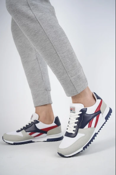 Muggo MGMORİS Unisex Günlük Garantili Yürüyüş Koşu Sneaker Spor Ayakkabı  LACİVERT - KIRMIZI 40 - 3