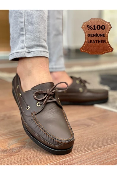 Muggo MİLLER Garantili Hakiki Deri Erkek Günlük Klasik Casual Ayakkabı  KAHVERENGİ 42