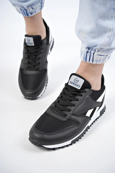 Muggo Elvis Unisex Ortopedik Günlük Garantili Yürüyüş Koşu Sneaker Spor Ayakkabı  SİYAH 41 - Resim 6