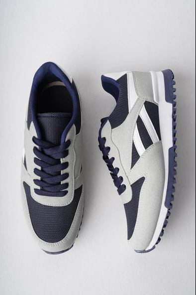 Muggo MGMORİS Unisex Günlük Garantili Yürüyüş Koşu Sneaker Spor Ayakkabı  Gri-Lacivert 39 - 6