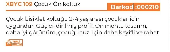 FORTE GT XBYC 109 ÇOCUK ÖN TAŞIMA KOLTUĞU BİSİKLET ÇOCUK KOLTUK - 5