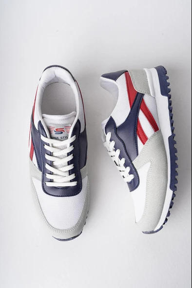 Muggo MGMORİS Unisex Günlük Garantili Yürüyüş Koşu Sneaker Spor Ayakkabı  LACİVERT - KIRMIZI 39 - 7
