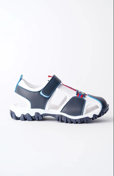 Muggo TWEETY Garantili Günlük Ortopedik Hafif Taban Önü Kapalı Cırtlı Unisex Çocuk Sandalet  LACİVERT - BEYAZ 24 - 2