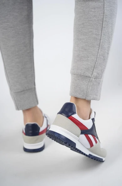 Muggo MGMORİS Unisex Günlük Garantili Yürüyüş Koşu Sneaker Spor Ayakkabı  LACİVERT - KIRMIZI 37 - 5