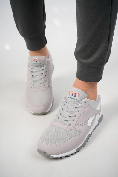 Muggo Elvis Unisex Ortopedik Günlük Garantili Yürüyüş Koşu Sneaker Spor Ayakkabı  GRİ 41 - 6