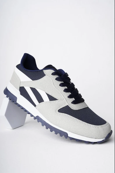 Muggo MGMORİS Unisex Günlük Garantili Yürüyüş Koşu Sneaker Spor Ayakkabı  Gri-Lacivert 39 - 7