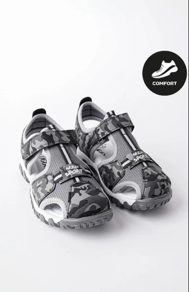 Muggo TWEETY Garantili Günlük Ortopedik Hafif Taban Önü Kapalı Cırtlı Unisex Çocuk Sandalet  FÜME 30