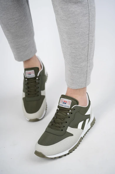 Muggo MGMORİS Unisex Günlük Garantili Yürüyüş Koşu Sneaker Spor Ayakkabı  HAKİ 38 - 1