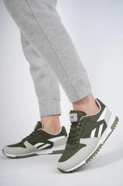 Muggo Elvis Unisex Ortopedik Günlük Garantili Yürüyüş Koşu Sneaker Spor Ayakkabı  HAKİ 41 - 2