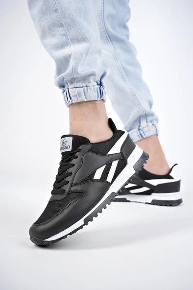 Muggo Elvis Unisex Ortopedik Günlük Garantili Yürüyüş Koşu Sneaker Spor Ayakkabı  SİYAH 41 - Resim 2