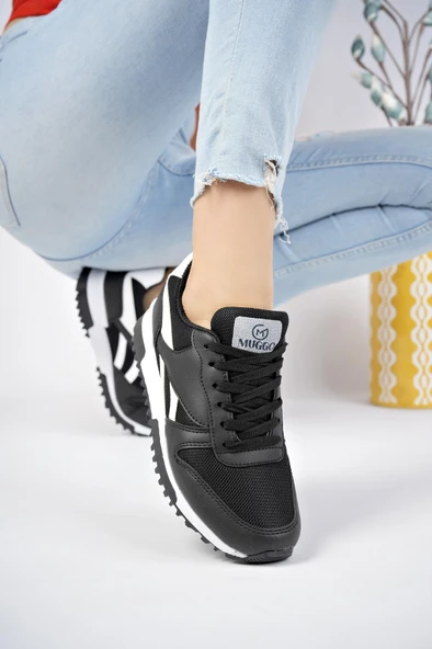 Muggo Elvis Unisex Ortopedik Günlük Garantili Yürüyüş Koşu Sneaker Spor Ayakkabı  SİYAH 41 - Resim 7