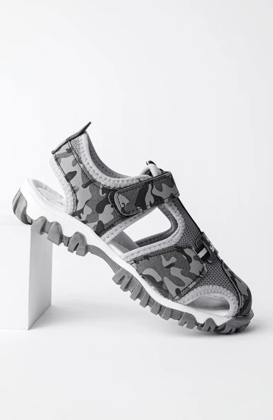 Muggo TWEETY Garantili Günlük Ortopedik Hafif Taban Önü Kapalı Cırtlı Unisex Çocuk Sandalet  FÜME 24 - Resim 3