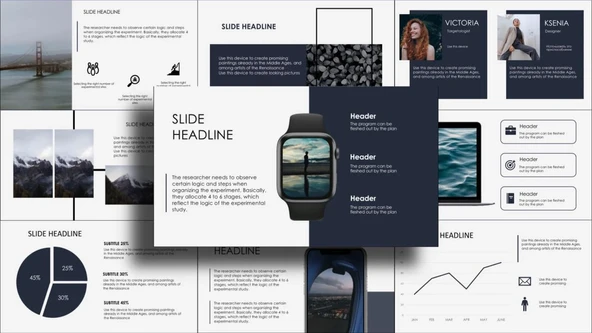 Business Presentation, Infographics, Calendar Power Point Teması