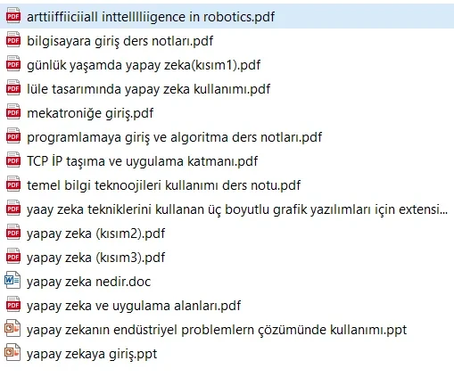Yapay Zeka Kaynak Arşivi [PDF - PPT - Doc] - 2
