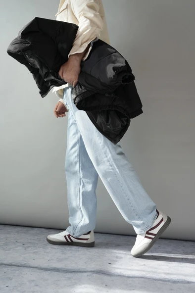 Muggo GARCİA Garantili Unisex Ortopedik Günlük Bağcıklı Yürüyüş Koşu Sneaker Spor Ayakkabı  Beyaz Bordo 42 - 3