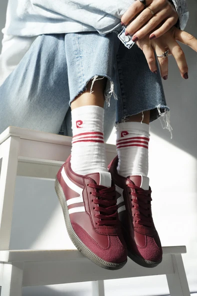 Muggo GARCİA Garantili Unisex Ortopedik Günlük Bağcıklı Yürüyüş Koşu Sneaker Spor Ayakkabı  BORDO 42 - 6