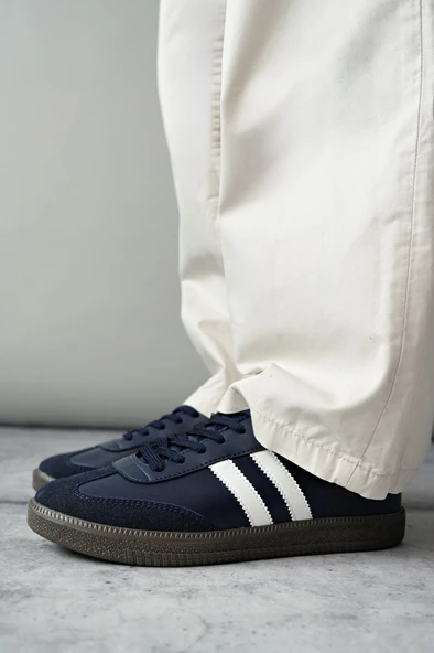 Muggo GORDON Unisex Ortopedik Günlük Garantili Bağcıklı Yürüyüş Koşu Sneaker Spor Ayakkabı  LACİVERT 42