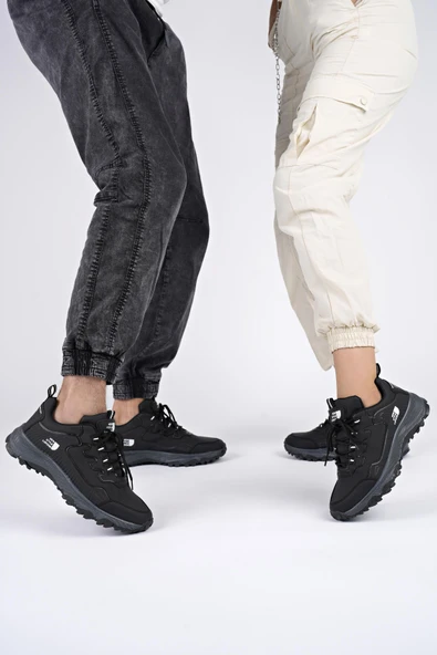 Muggo KUZEY Unisex Garantili Trekking Outdoor Sneaker Ayakkabı  SİYAH-SİYAH 41