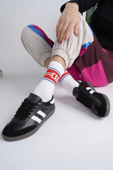 Muggo GORDON Unisex Ortopedik Günlük Garantili Bağcıklı Yürüyüş Koşu Sneaker Spor Ayakkabı  SİYAH 38 - 6