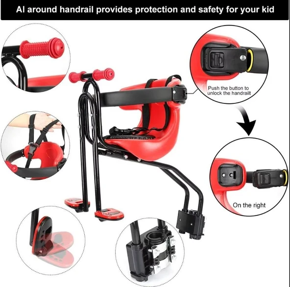 Sarissa Bisiklet Çocuk Taşıyıcı Ön Taşıyıcı Kadro Bağlantılı Bisiklet Çocuk Koltuğu Taşıyıcı Sele - 11