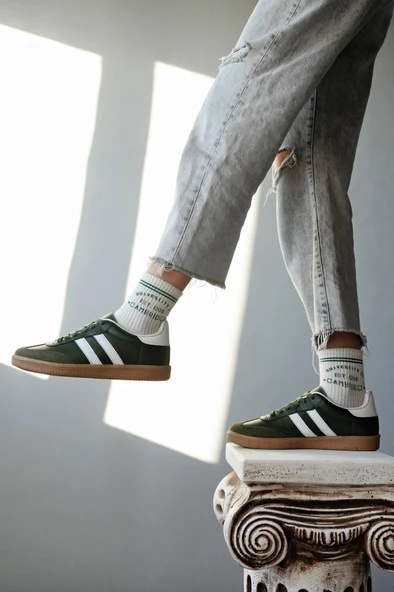Muggo GORDON Unisex Ortopedik Günlük Garantili Bağcıklı Yürüyüş Koşu Sneaker Spor Ayakkabı  HAKİ 37