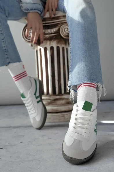 Muggo GARCİA Garantili Unisex Ortopedik Günlük Bağcıklı Yürüyüş Koşu Sneaker Spor Ayakkabı  YEŞİL 39 - 8