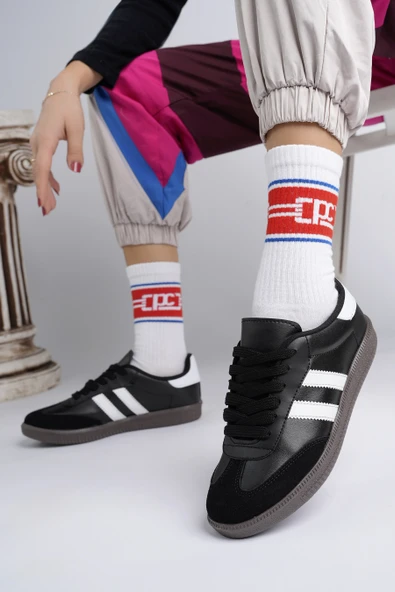 Muggo GORDON Unisex Ortopedik Günlük Garantili Bağcıklı Yürüyüş Koşu Sneaker Spor Ayakkabı  SİYAH 38 - 5