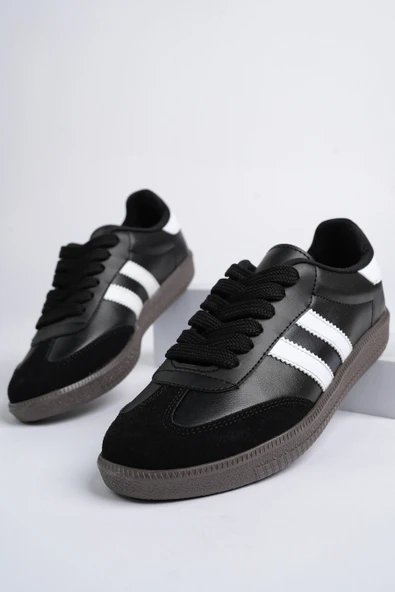 Muggo GORDON Unisex Ortopedik Günlük Garantili Bağcıklı Yürüyüş Koşu Sneaker Spor Ayakkabı  SİYAH 38 - 9