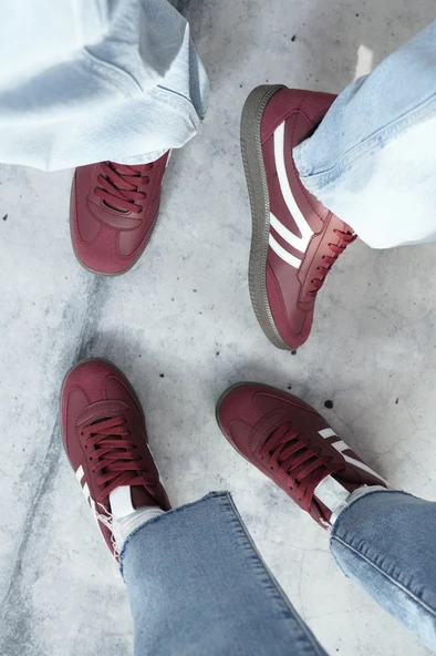 Muggo GARCİA Garantili Unisex Ortopedik Günlük Bağcıklı Yürüyüş Koşu Sneaker Spor Ayakkabı  BORDO 42 - 2