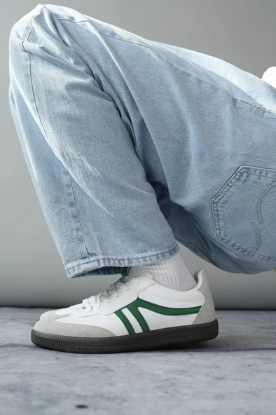 Muggo GARCİA Garantili Unisex Ortopedik Günlük Bağcıklı Yürüyüş Koşu Sneaker Spor Ayakkabı  YEŞİL 38