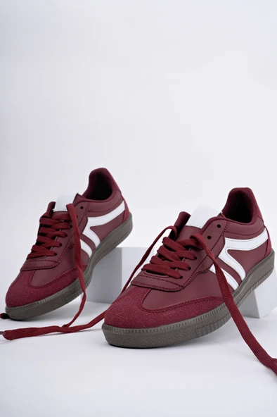 Muggo GARCİA Garantili Unisex Ortopedik Günlük Bağcıklı Yürüyüş Koşu Sneaker Spor Ayakkabı  BORDO 42 - 9