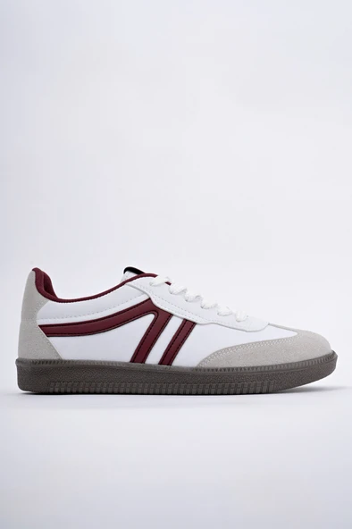 Muggo GARCİA Garantili Unisex Ortopedik Günlük Bağcıklı Yürüyüş Koşu Sneaker Spor Ayakkabı  Beyaz Bordo 42 - 8