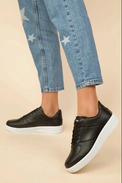 Muggo HOPE Kadın Günlük Sneaker  SİYAH- BEYAZ 36