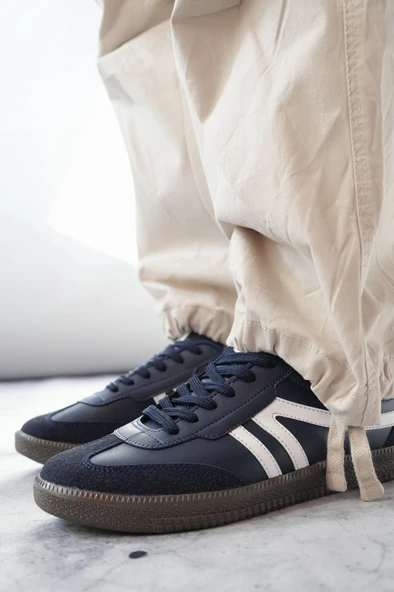 Muggo GARCİA Garantili Unisex Ortopedik Günlük Bağcıklı Yürüyüş Koşu Sneaker Spor Ayakkabı  LACİVERT 41