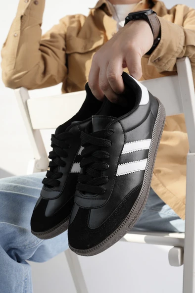 Muggo GORDON Unisex Ortopedik Günlük Garantili Bağcıklı Yürüyüş Koşu Sneaker Spor Ayakkabı  SİYAH 38 - 7