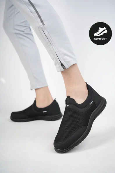 Muggo Star Garantili Unisex Ortopedik Bağcıksız Nefes Alabilen Hafif Yürüyüş Sneaker Spor Ayakkabı  SİYAH 36