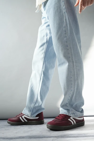 Muggo GARCİA Garantili Unisex Ortopedik Günlük Bağcıklı Yürüyüş Koşu Sneaker Spor Ayakkabı  BORDO 42 - 7