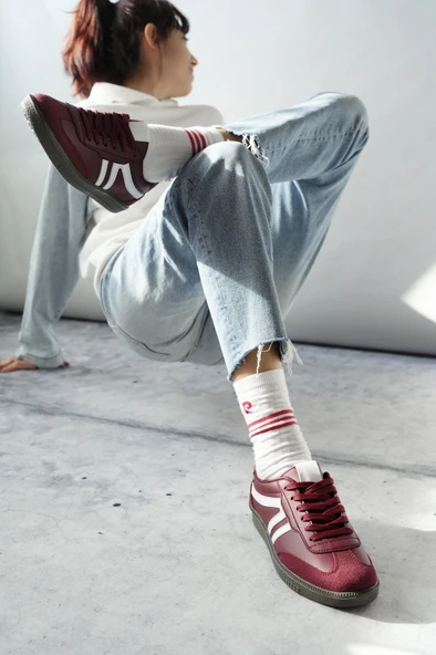 Muggo GARCİA Garantili Unisex Ortopedik Günlük Bağcıklı Yürüyüş Koşu Sneaker Spor Ayakkabı  BORDO 44 - 5