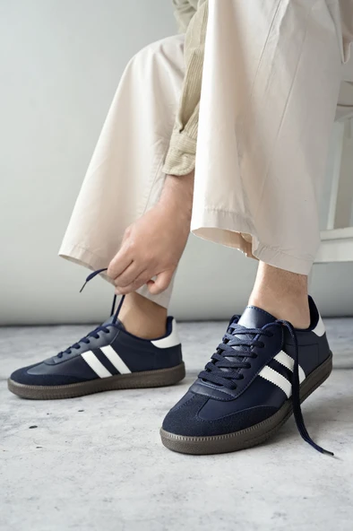 Muggo GORDON Unisex Ortopedik Günlük Garantili Bağcıklı Yürüyüş Koşu Sneaker Spor Ayakkabı  LACİVERT 42 - 2