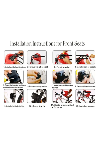 Sarissa Bisiklet Çocuk Taşıyıcı Ön Taşıyıcı Kadro Bağlantılı Bisiklet Çocuk Koltuğu Taşıyıcı Sele - 8