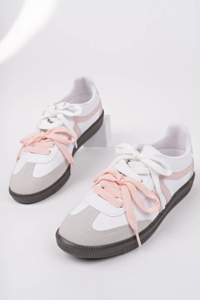 Muggo RETRO Çift Bağcıklı Günlük Kadın Sneaker Spor Ayakkabı  PUDRA 37