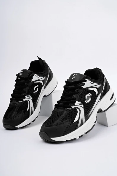 Muggo MOJEH Kadın Ortopedik Günlük Garantili Bağcıklı Yürüyüş Koşu Sneaker Spor Ayakkabı  SİYAH 40 - 10